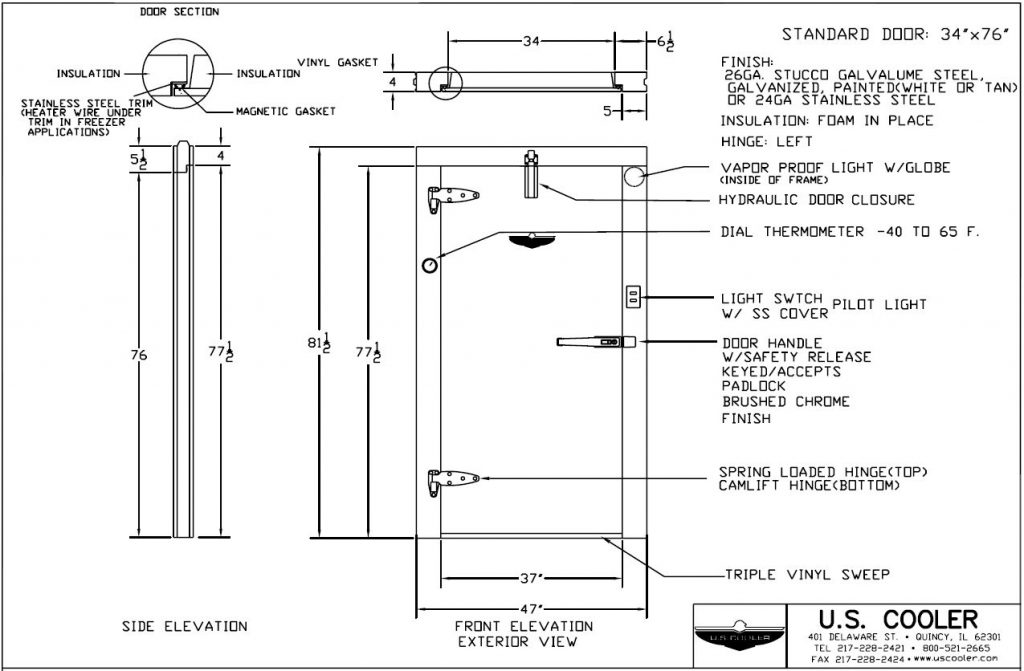 Standard Door 34x76 | U.S. Cooler